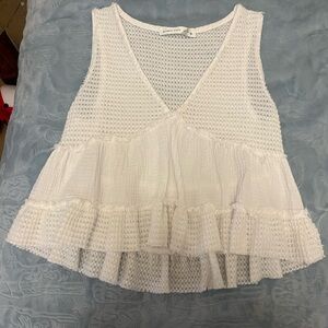 Altar'd State Cream Textured Sleeveless Blouse